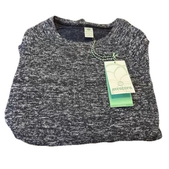 Aventura Crew Neck Midweight Fleeced Curved Hem Black Marled Top Size XS NWT - Picture 5 of 5